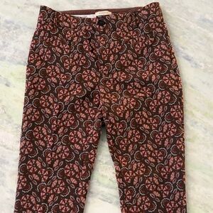 Anthropologie Brown and Red Floral Trousers